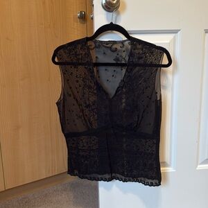 Elie Tahari Lace See-Through Blouse
